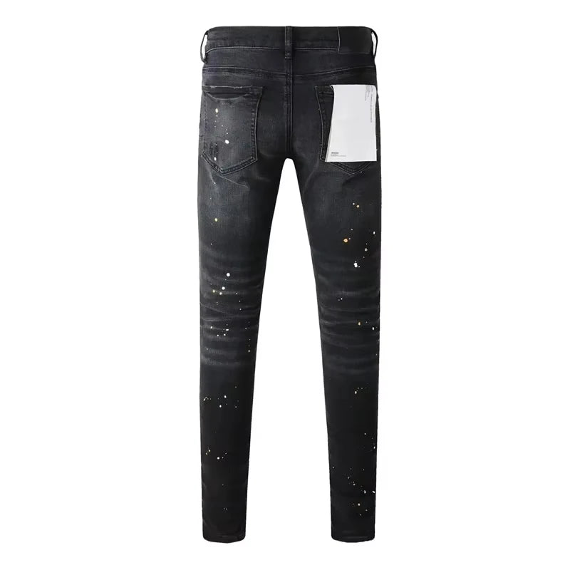 Men Jeans American High Street Black Pleated Basic Model New Fashion Trend High Quality Jeans