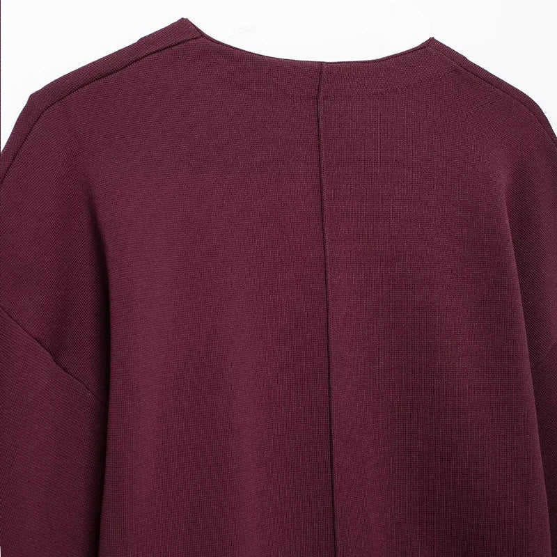 CLAZZAA Women Fashion Solid Single Breasted Knitted Sweater Vintage V-Neck Long Sleeves Female Chic Lady Outfits