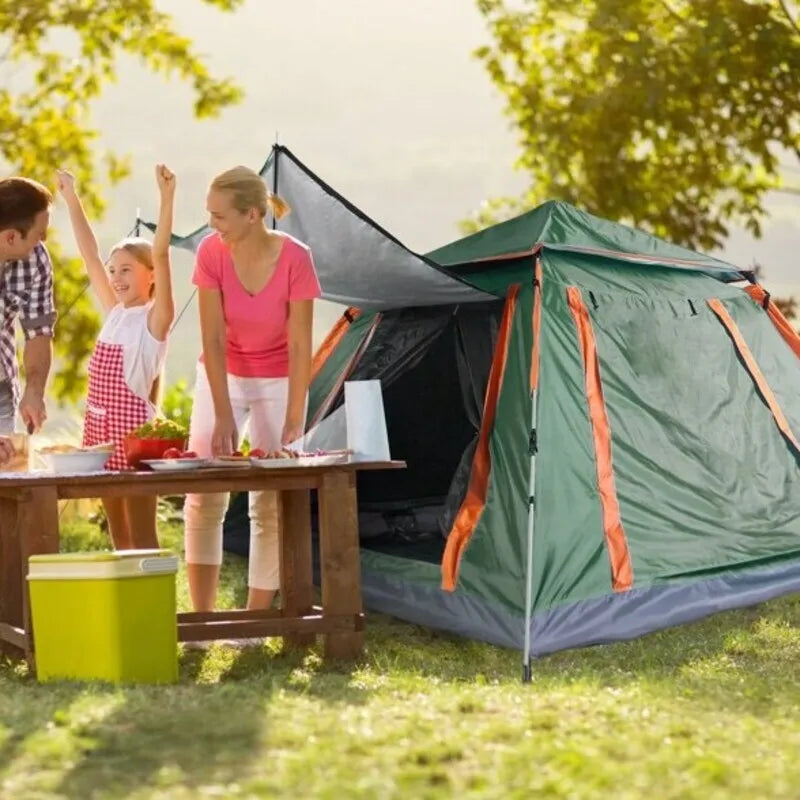 4-5 Person Camping Outdoor Fold able Waterproof Tent 2 Mosquito Nets For Hiking Mountaineering Adventure Fishing With Window And