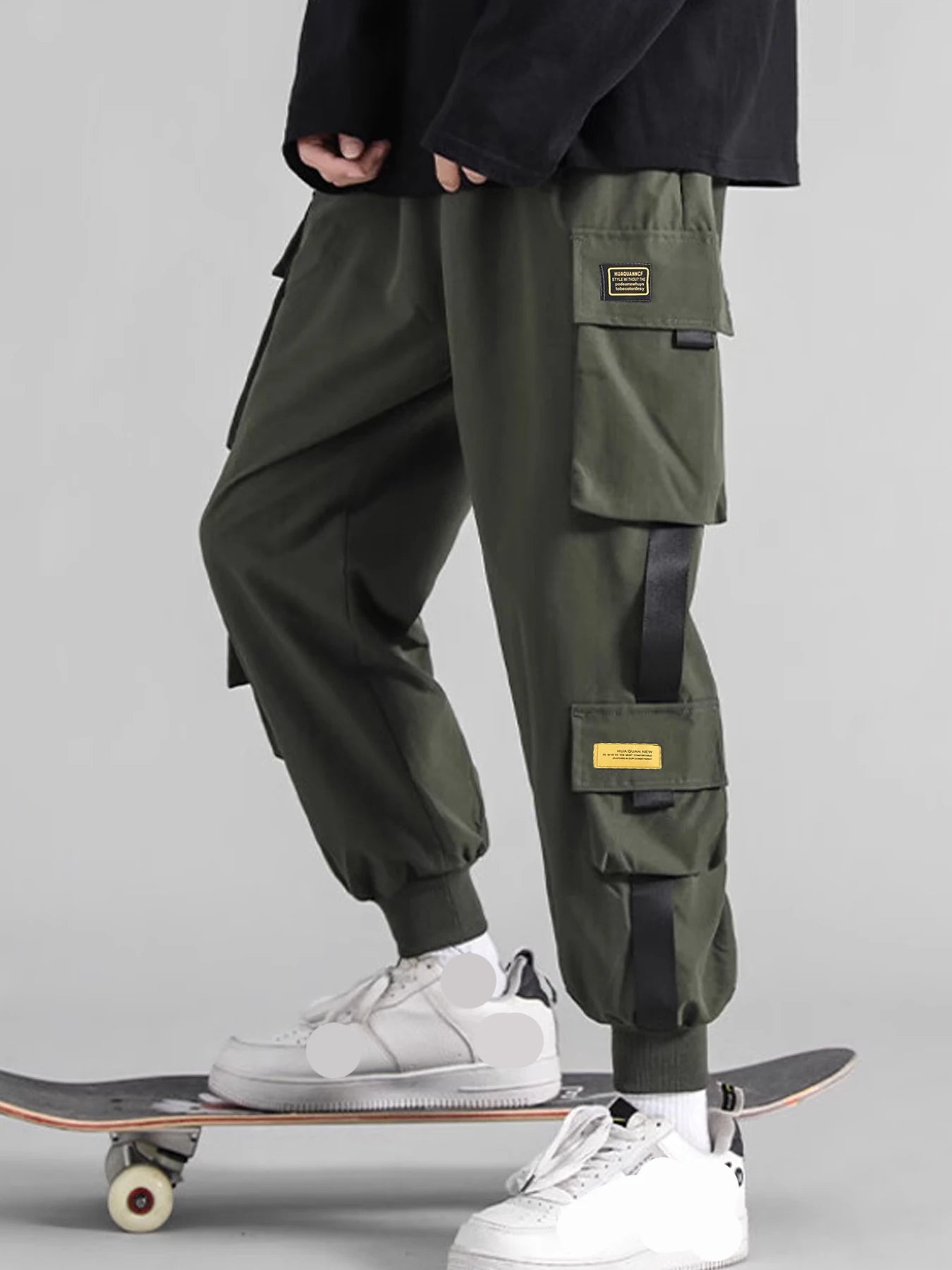 Khaki Grey Cargo Pants Men Cotton Militar Safari Multi-Pockets Denim Pants Men Street Casual Spring Autumn Trousers Joggers