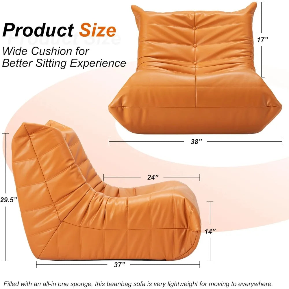Bean Bag Chair Giant Bean Bag Sofa Memory Foam Bean Bag Couches for Adults, Leather Bean Bag Chairs for Living Room Bedroom Dor