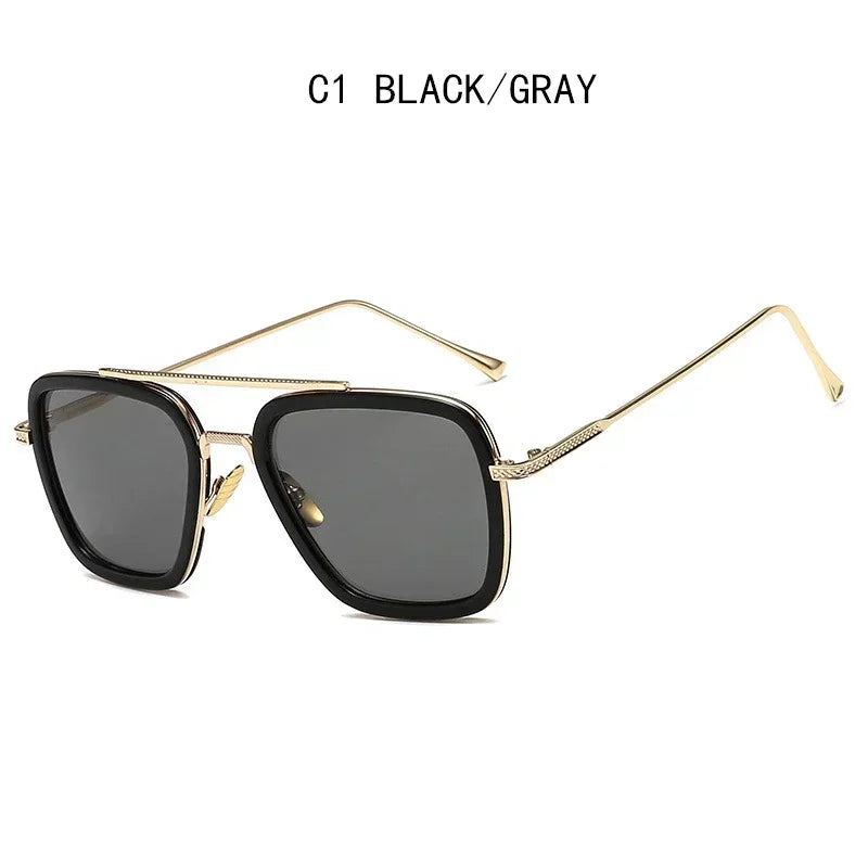 Luxury Square Sunglasses Men Women Brand Designer Retro Alloy Frame Big Sun Glasses Vintage Gradient Male Female Oculos Feminino