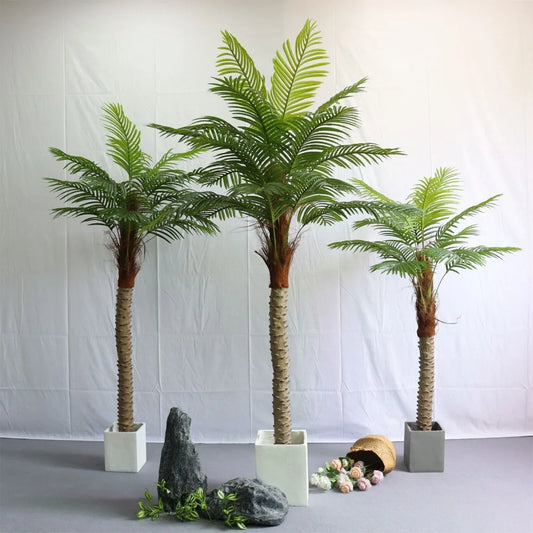 2pcs Artificial Palm Tree 7ft Tall Fake Plants Tropical Leaves Home Decors