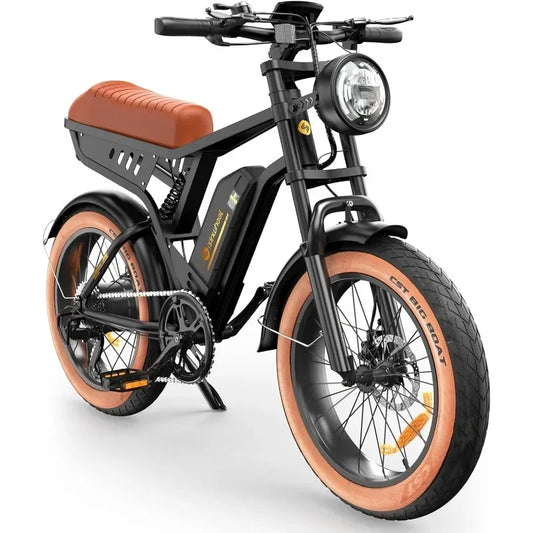 HOME.Bike Adults 750/1500W Ebike 20/28MPH, 55-75 Miles Electric Motorcycle with 10.4/13AH Battery, 20" Fat Tire Electric Dir