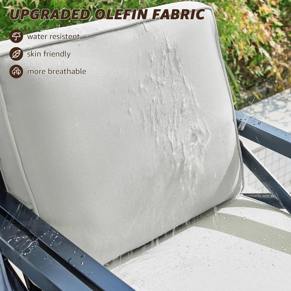 Outdoor Patio Furniture 4 Pieces Set, Modern Patio Conversation Sets, Outdoor Sectional Metal Sofa with 5.5