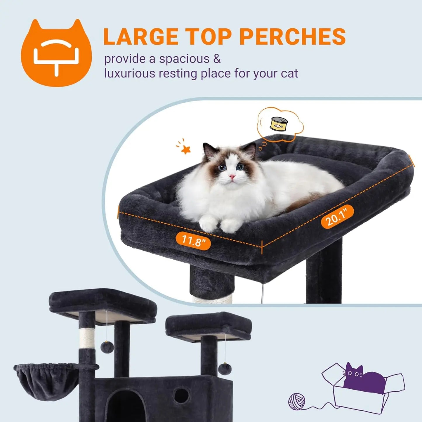 81 Inches Tall Cat Tree, Scratching Posts, Condo, Hammock, Scratching Board, Multi-Level Cat Tree House