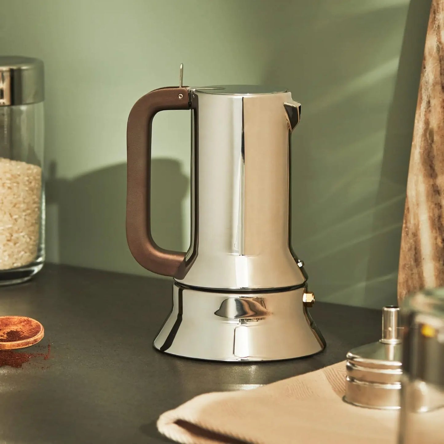 Espresso Coffee Maker Stovetop Moka Pot, 3 Cup, Silver