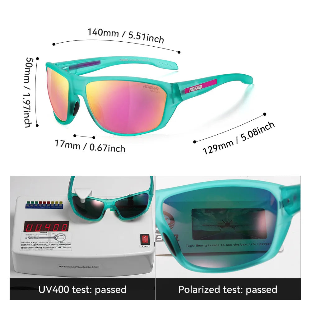 Kdeam 2025 Polarized Sunglasses for Men Women Fashion Unisex Brand TR90 Outdoor Eyewear For Fishing Driving Mirror Black lens