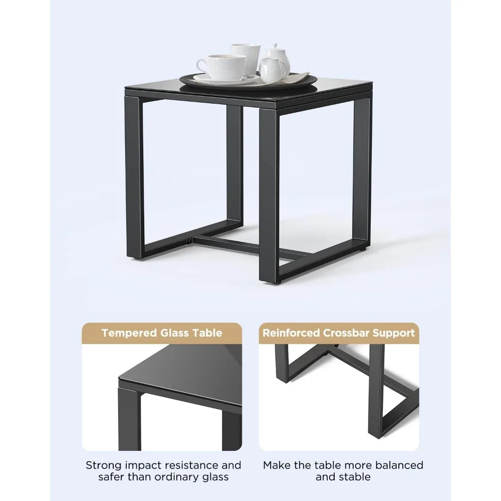 3 Pieces Patio Furniture Set Rocking Bistro Set Outdoor Rattan Conversation with Coffee Table for Garden Balcony Backyard