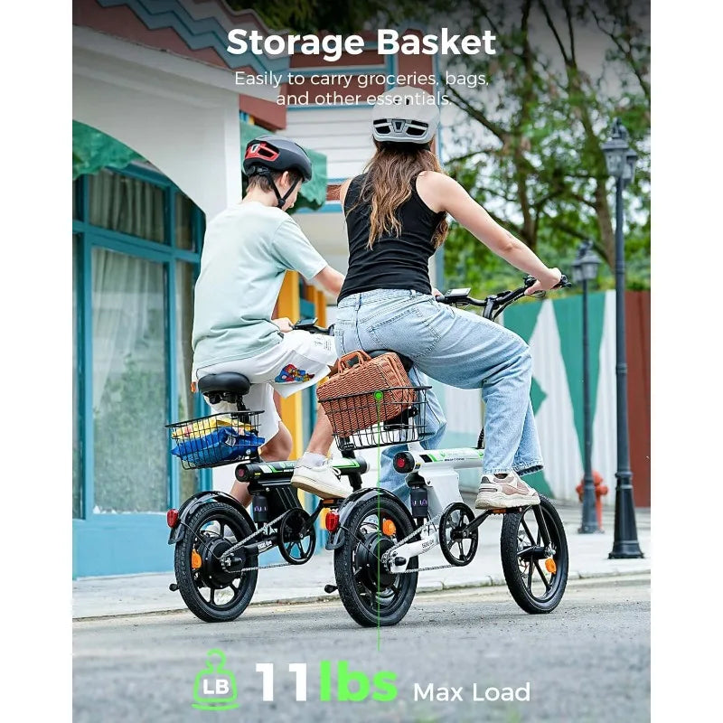 U1 Pro Electric Bike for Adults with Basket, 500W Motor, 20 mph Folding Ebike, 16" Adults Electric Bicycles with Smart
