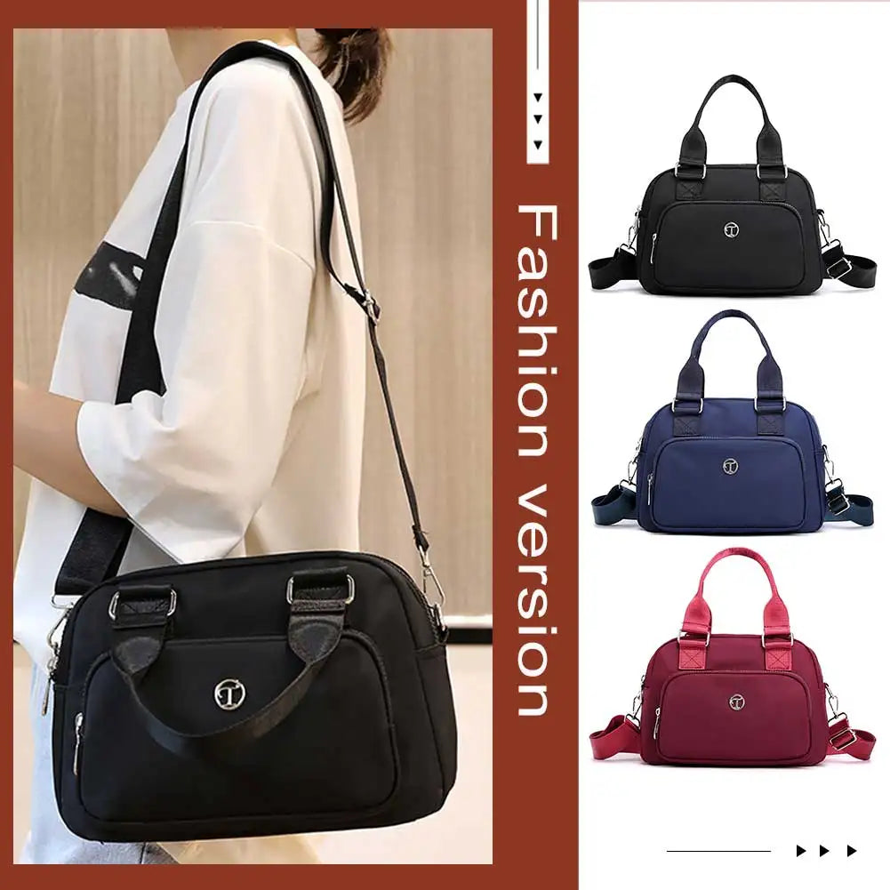 Crossbody Bags Solid Color Ladies Tote Bags Large Capacity Fashion Casual Nylon Adjustable Strap Simple for Weekend Vacation