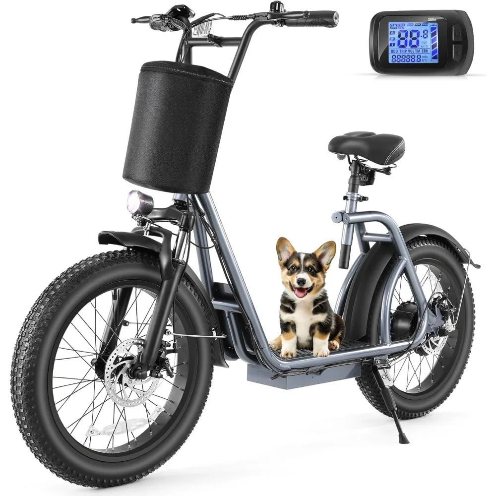 Peak 800W Foldable Electric Scooter Adults, 20" Fat Tire Electric Bike with 48V Battery, Up to 30Miles & 20MPH, Adult Electric