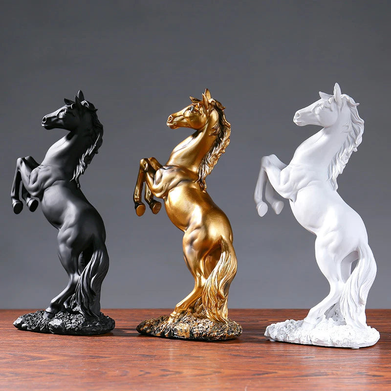 Resin Statue Golden White Black Horse Figure Nordic Abstract Ornaments Figurines For Interior Sculpture Room Home Decor