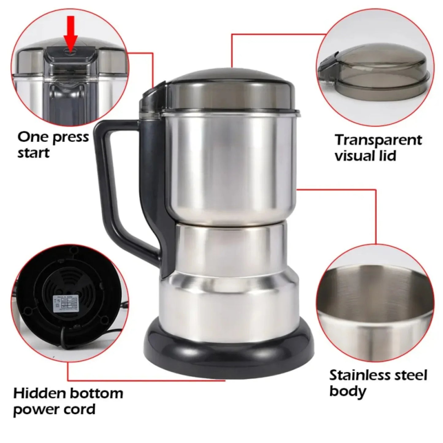 High Power  Coffee Grinder Kitchen Cereal Nuts Beans Spices Grains Machine Multifunctional