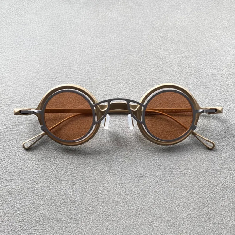 French Designer Brand Retro Round sunglasses Handmade Titanium Eyeglass Frames Men Women Eyewear With Clip Myopia Glasses Frame
