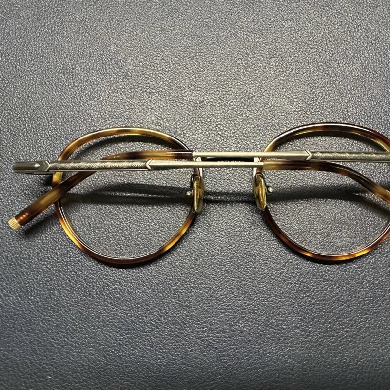 Original Japanese Handmade Titanium Eyeglasses For Men Round John Depp Vintage Glasses Frame Myopia Prescription Eyeglass Frames