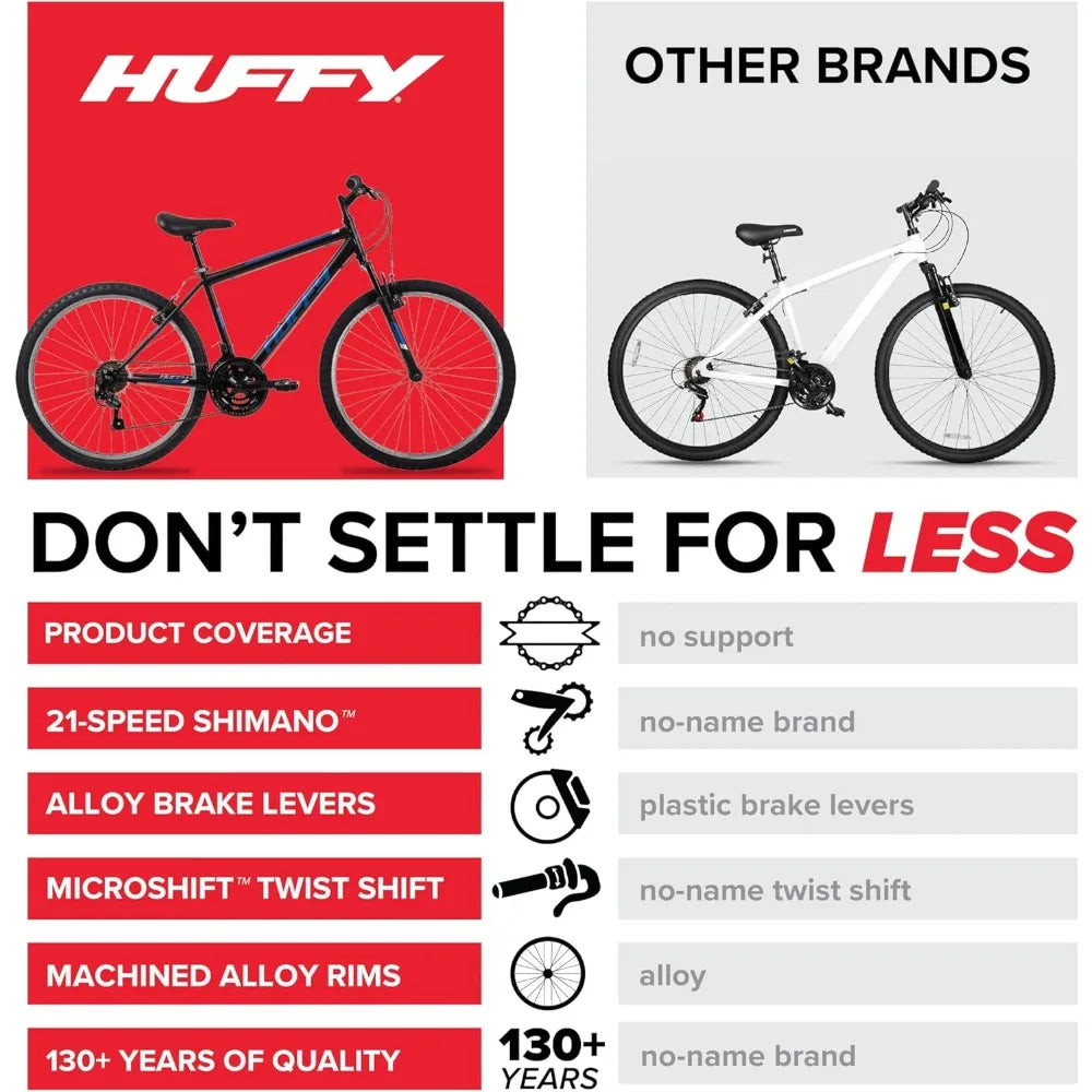 Rugged Dual-Gender Mountain Bike with 20, 24, or 26 Inch Wheels, 6 or 21 Speed Shimano Shifting, Front Suspension