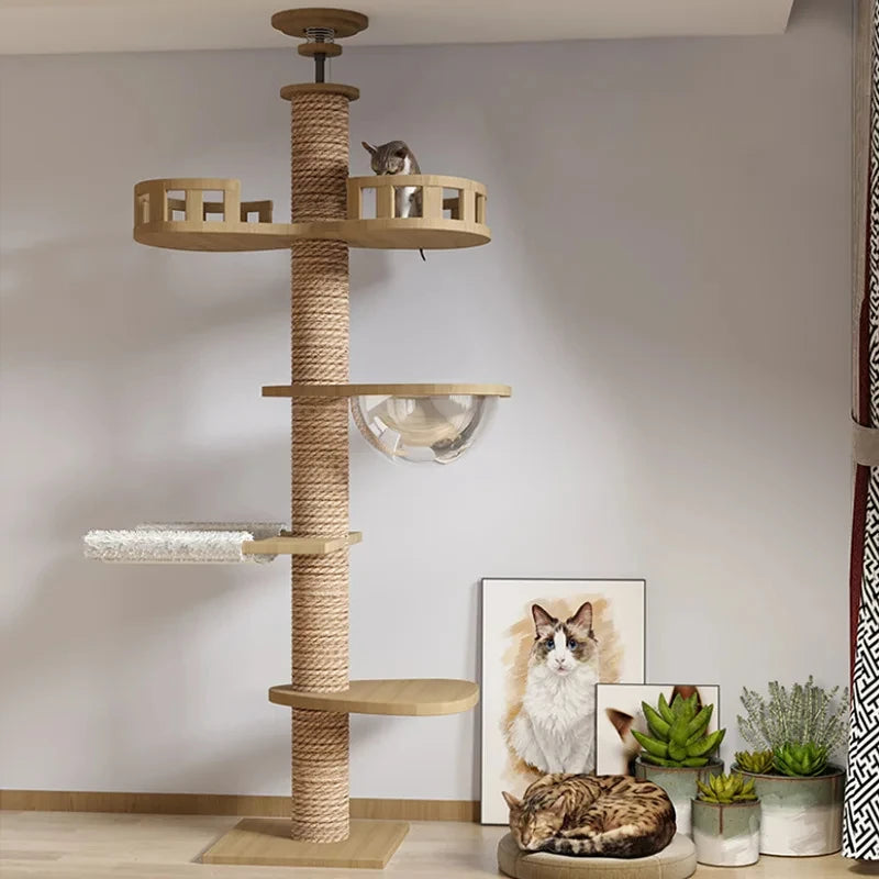 Adjustable Cat Climbing Frame from Floor to Ceiling Height For Multi-Level Cat Tree House Springboard Rest Activity Pet Supplies