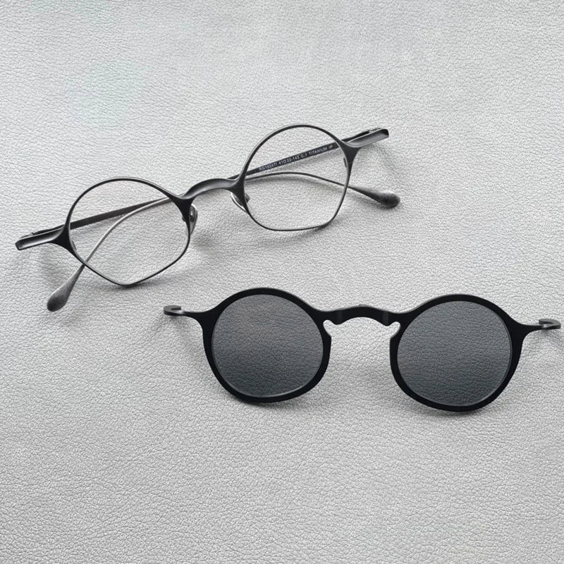 Top Quality Pure Titanium With Magnet Clip On Sunglasses Glasses For Men Women Ultra Light France Designer Round Eyewear Frame