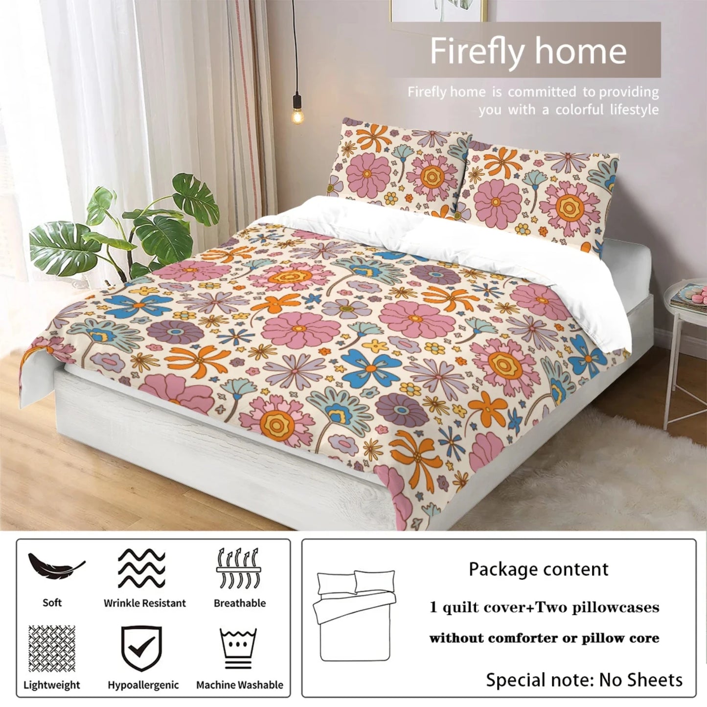 Warm and skin friendly, this unfilled 3pcs matte polyester bedding set includes 1 duvet cover and 2 pillowcases. Featuring anti