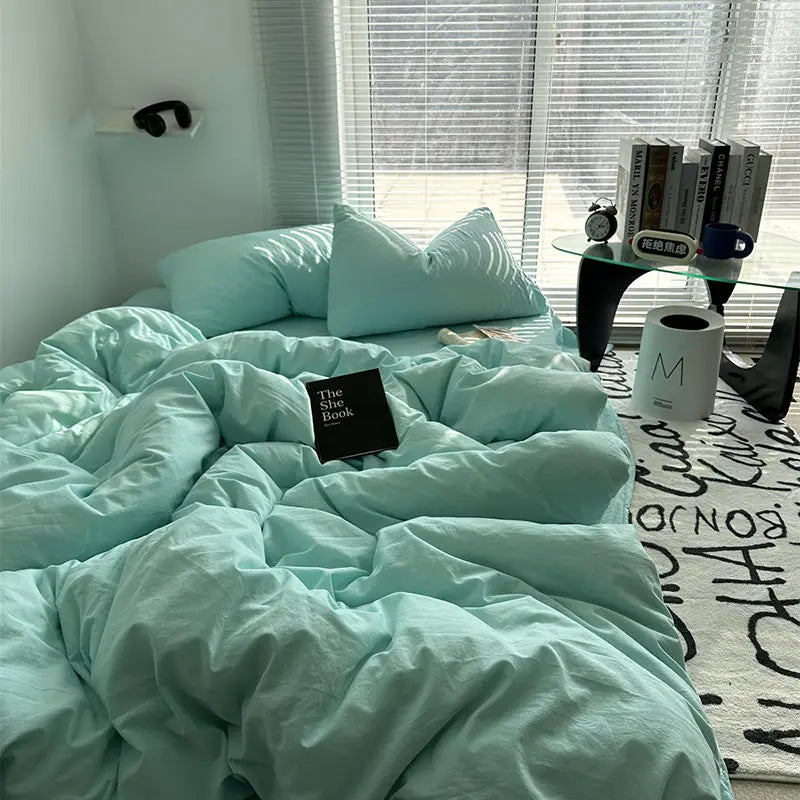 Ins Bedding Simple Four Piece Set Bed Sheets Are Skin Friendly and Comfortable, Suitable for Home Use