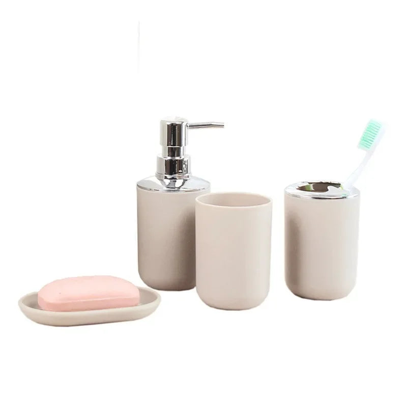 Wash Set Bathroom Decoration Accessories Lotion Bottle Soap Dish Mouthwash Cup Black Tray Household Bathroom Supplies