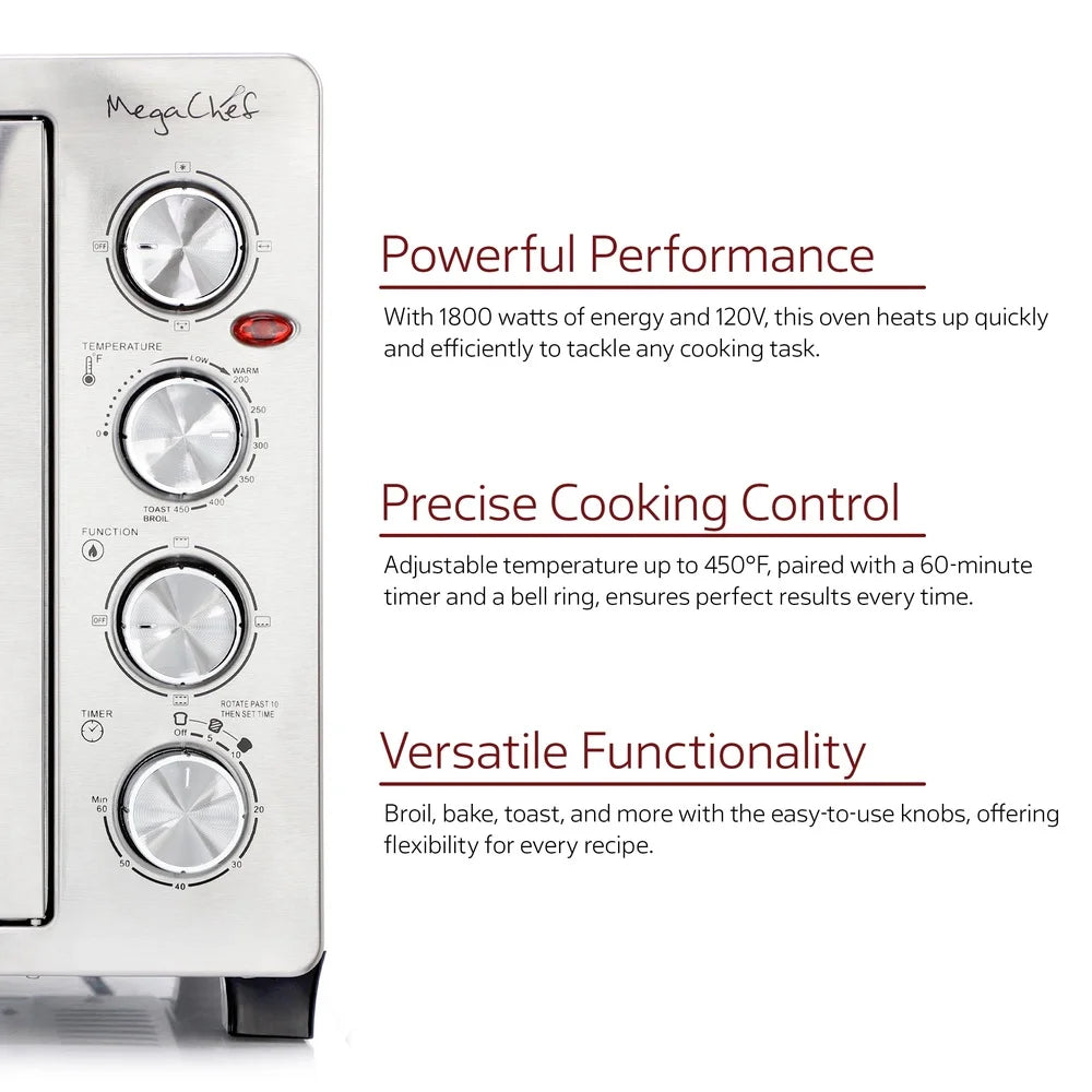 45 Quart Electric French Door Convection Oven with Rotisserie Timer Adjustable Temperature Bake Broil Toast Accessories Included