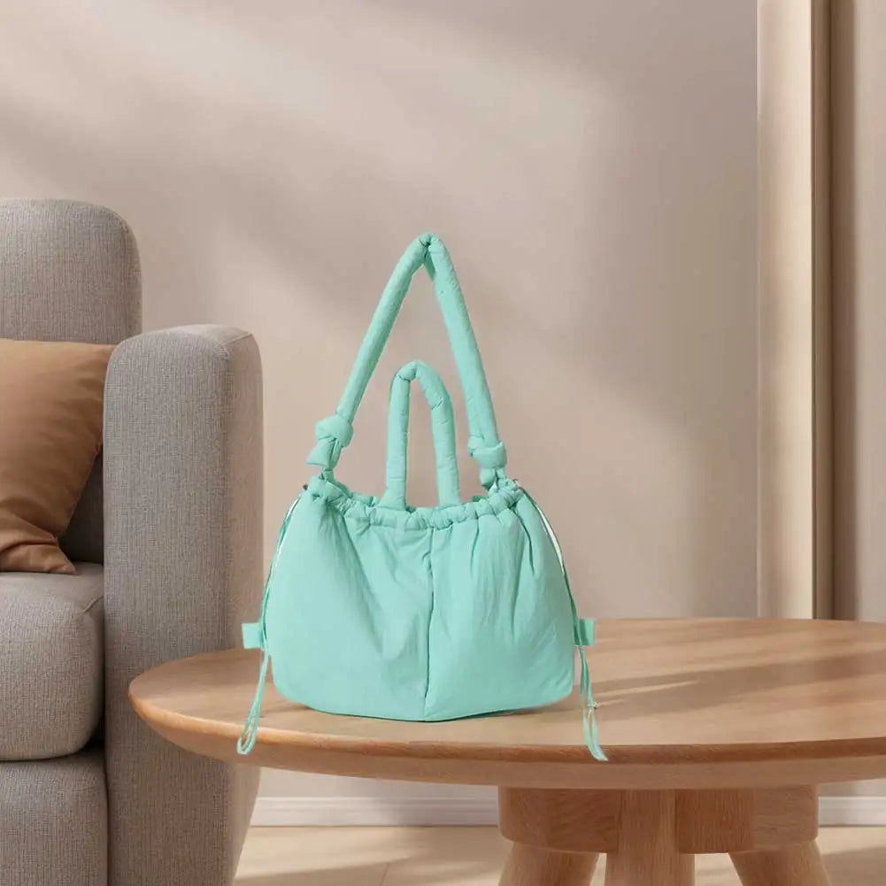 Puffer Tote Bag for Women Adjustable Strap Shoulder Bag Nylon Large Capacity Puffy Purse for Shopping Travel