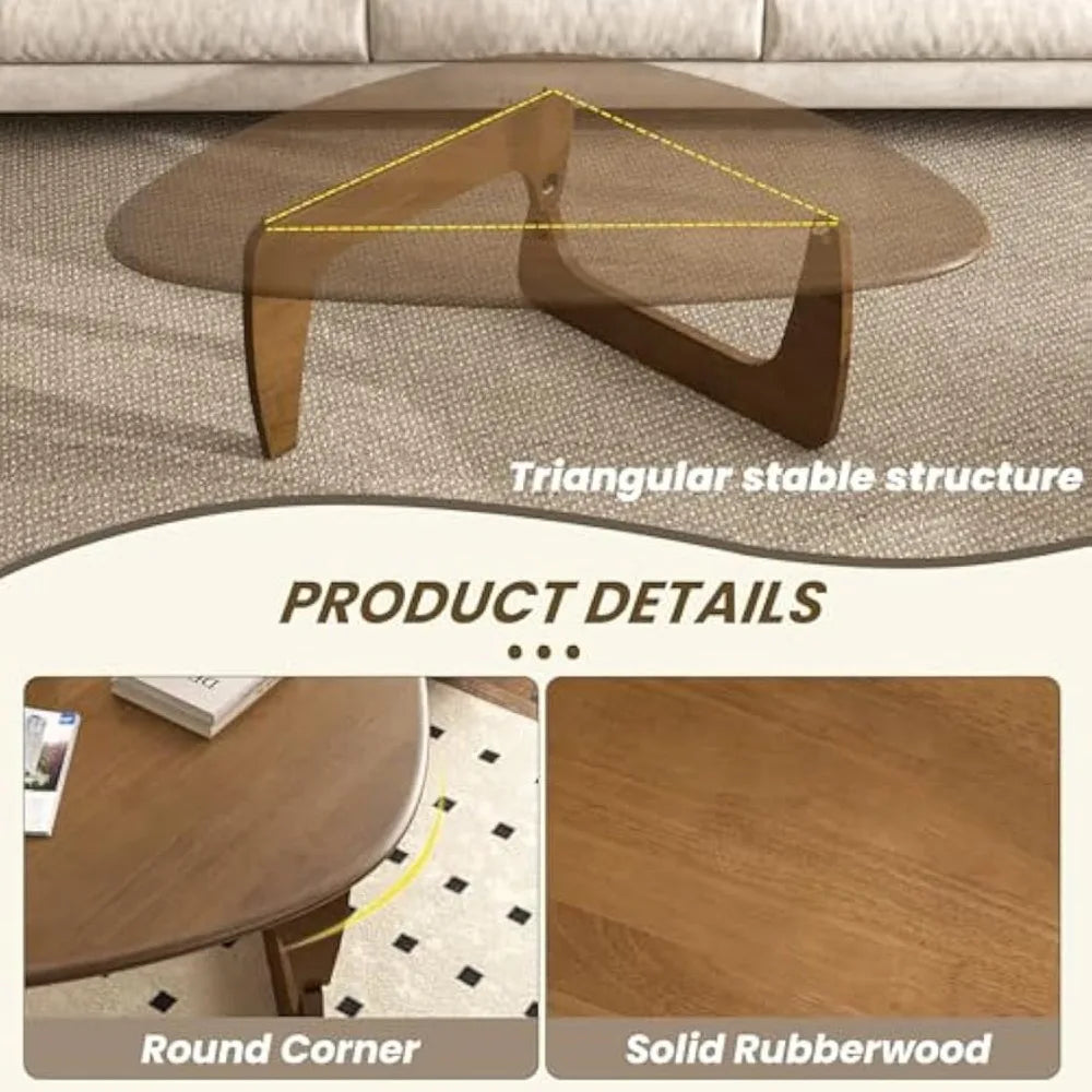 Mid Century Modern Coffee Table, Solid Wood Triangle Coffee Table for Living Room, Modern Tea Table for Home, 35.4x23.6x16.5