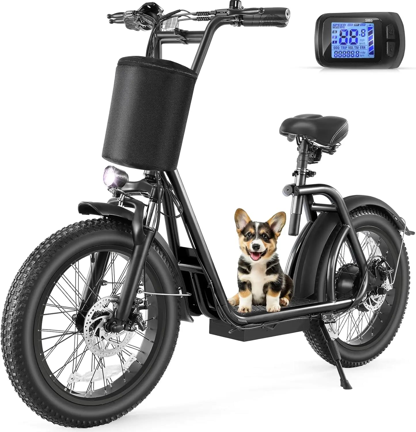 Peak 800W Foldable Electric Scooter Adults, 20" Fat Tire Electric Bike with 48V Battery, Up to 30Miles & 20MPH, Adult Electric