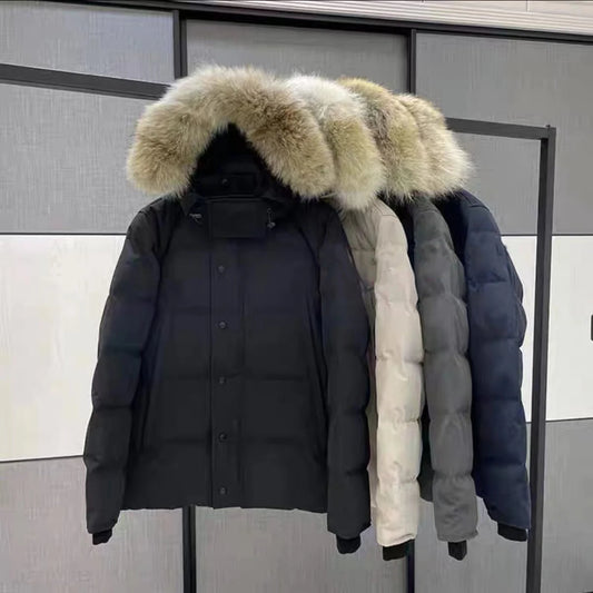 Mens Jacket Designer Puffer Jacket Women Wyndham Wolf Skin Collar Parka Winter Fashion Outdoor Warm Windproof Coat XS-2XL