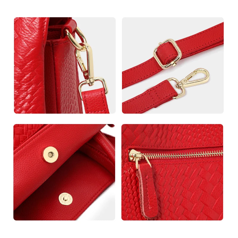 Aidrani Genuine leather fashion women's handbag large capacity luxury weaving patterns 100% soft cowhide bag