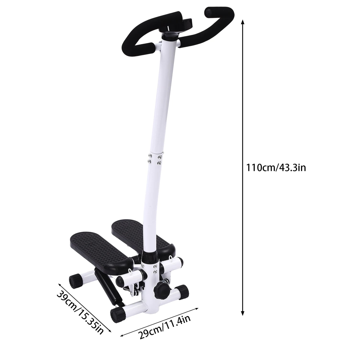 Fitness Stepper With Handlebars, Adjustable Height Hydraulic Stair Steppers with Resistance Band, Loading 150kg/330lbs
