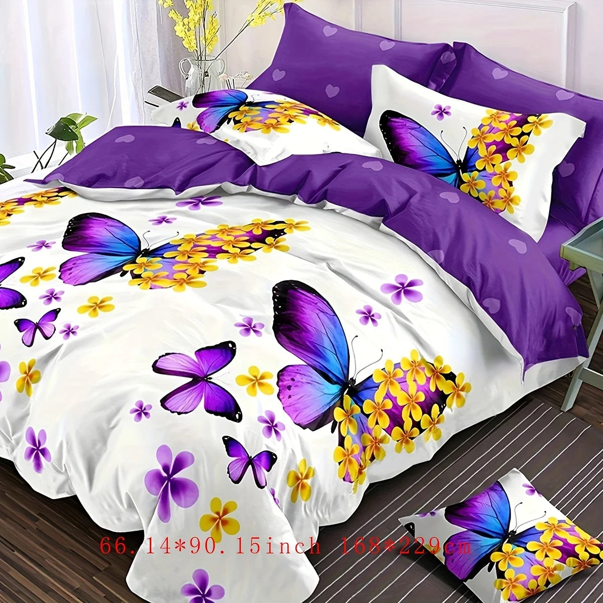 3pcs  Flower Duvet Cover Set - Soft and Comfortable Bedding for Bedroom and Guest Room - Includes 1 Duvet Cover and 2 Pillowcase