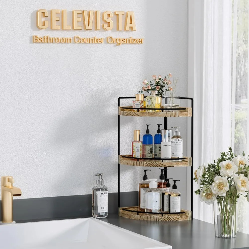 corner bathroom counter organizer, 3 tier bathroom storage countertop for skincare, sink shelf for kitchen decor, vanity, dresse