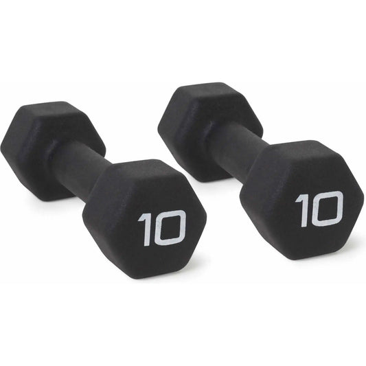 Barbell, 10lb Black Neoprene Dumbbell, Pair full-body workout prevent rolling
