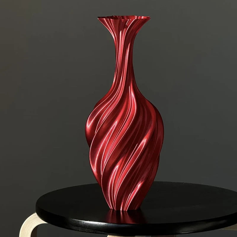 3D Printed Vase with Swirl Pattern - Modern Aesthetic Flower Vase for Living Room & Desktop Decor
