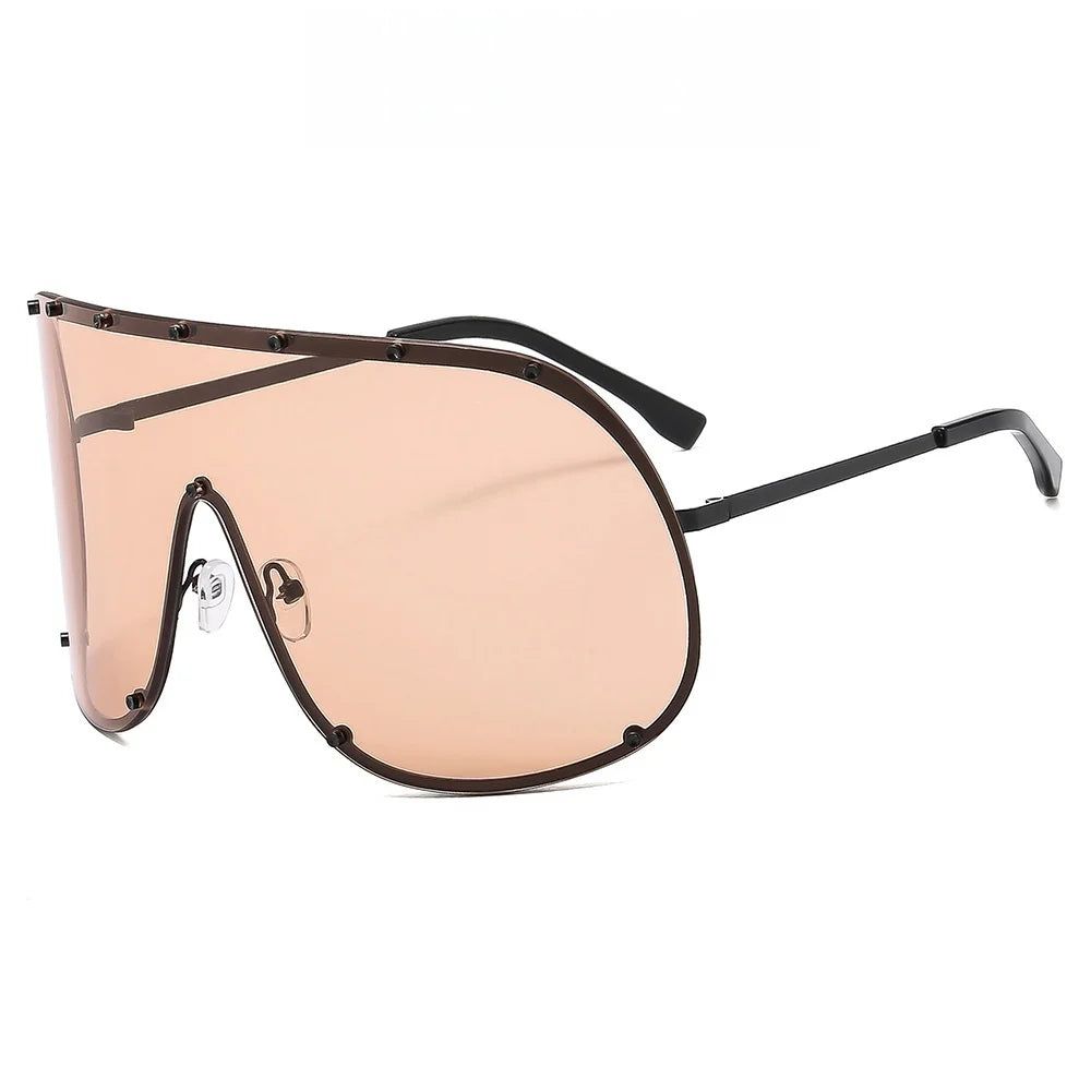 Fashion Oversized Luxury Sunglasses For Women Men Modern One-Piece Lens Frame High Quality Sun Glasses Shades UV400 Eyeglasses