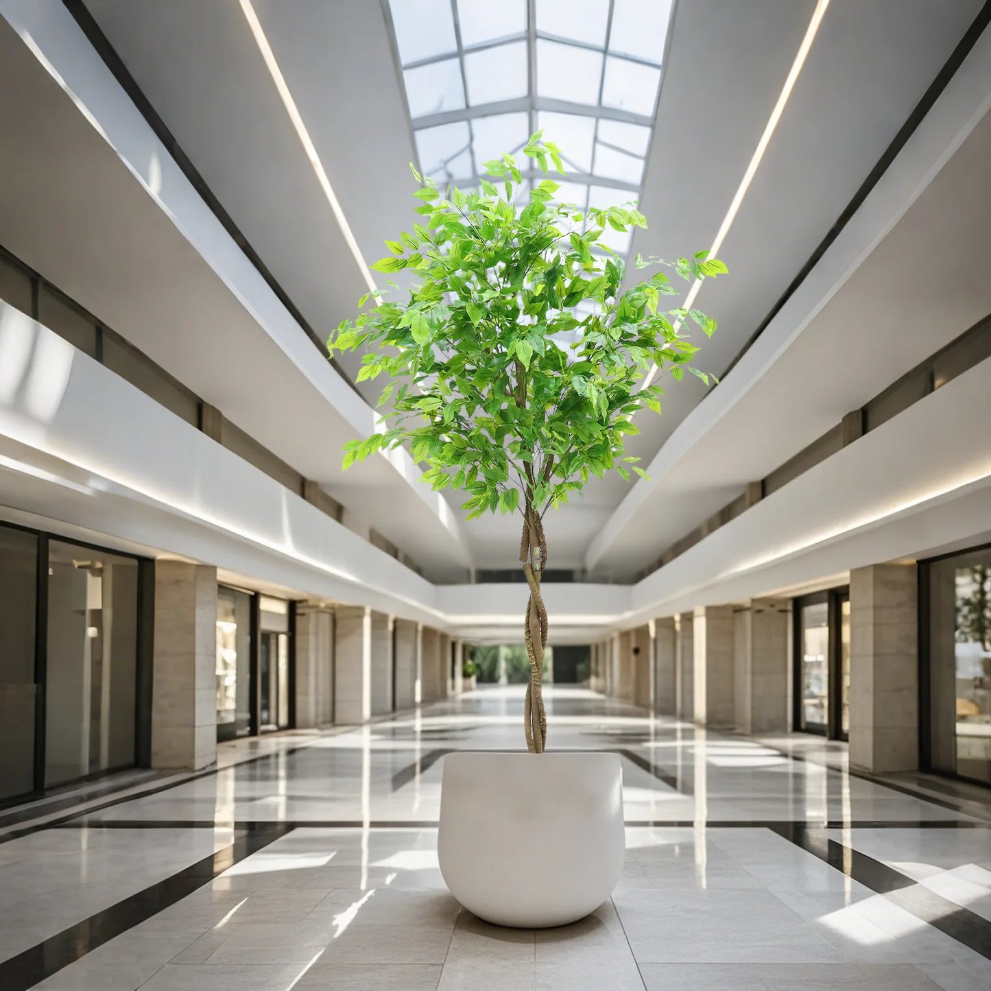 5.2'/5.9' Artificial Ficus Tree, Tall Fake Potted Ficus Tree With Planter, Realistic Texture Potted Faux Ficus Tree For Home