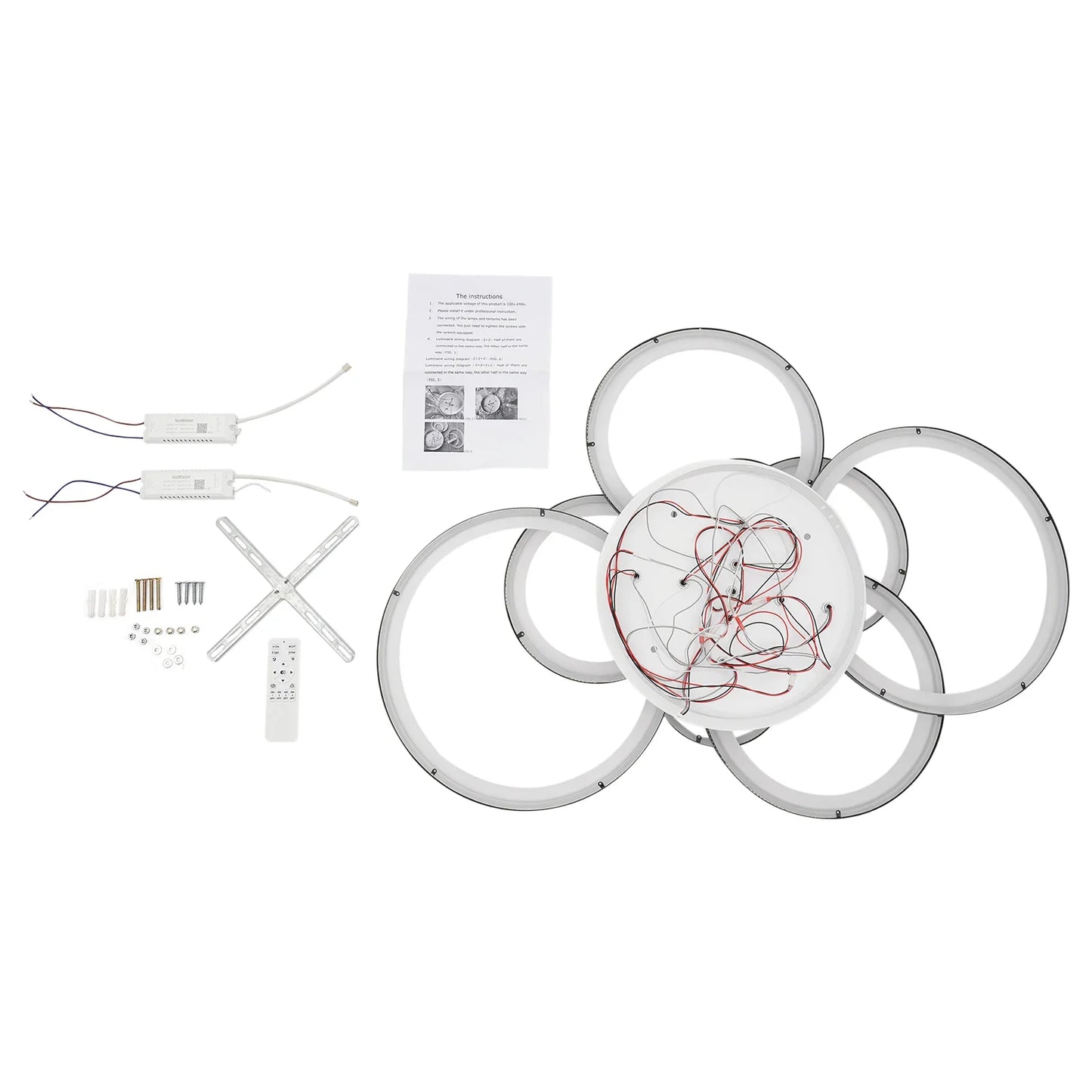 Modern Ceiling Light 8Heads Dimmable Chandelier LED Pendant Lamp Fixture +Remote