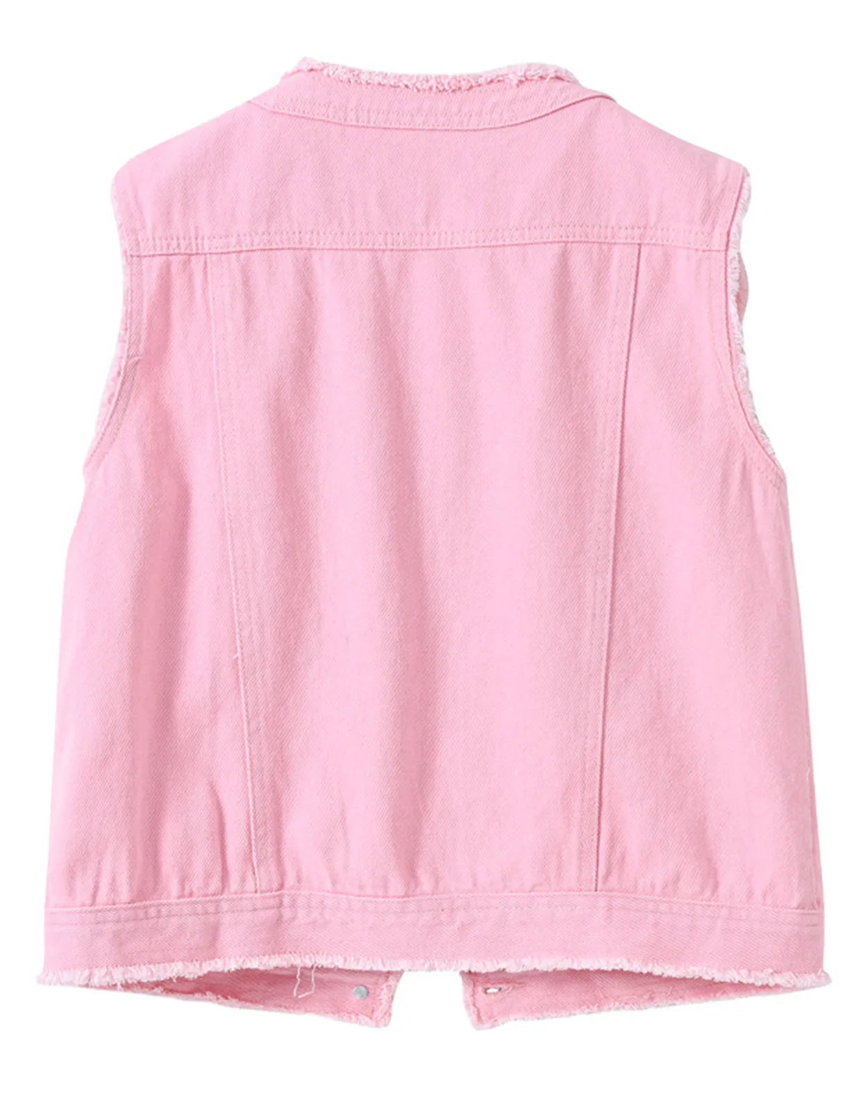 Women Candy Color Street Sleeveless Leisure Denim Vest - Women's Button Down Jean Waistcoat Outerwear Collarless Cowboy Jacket