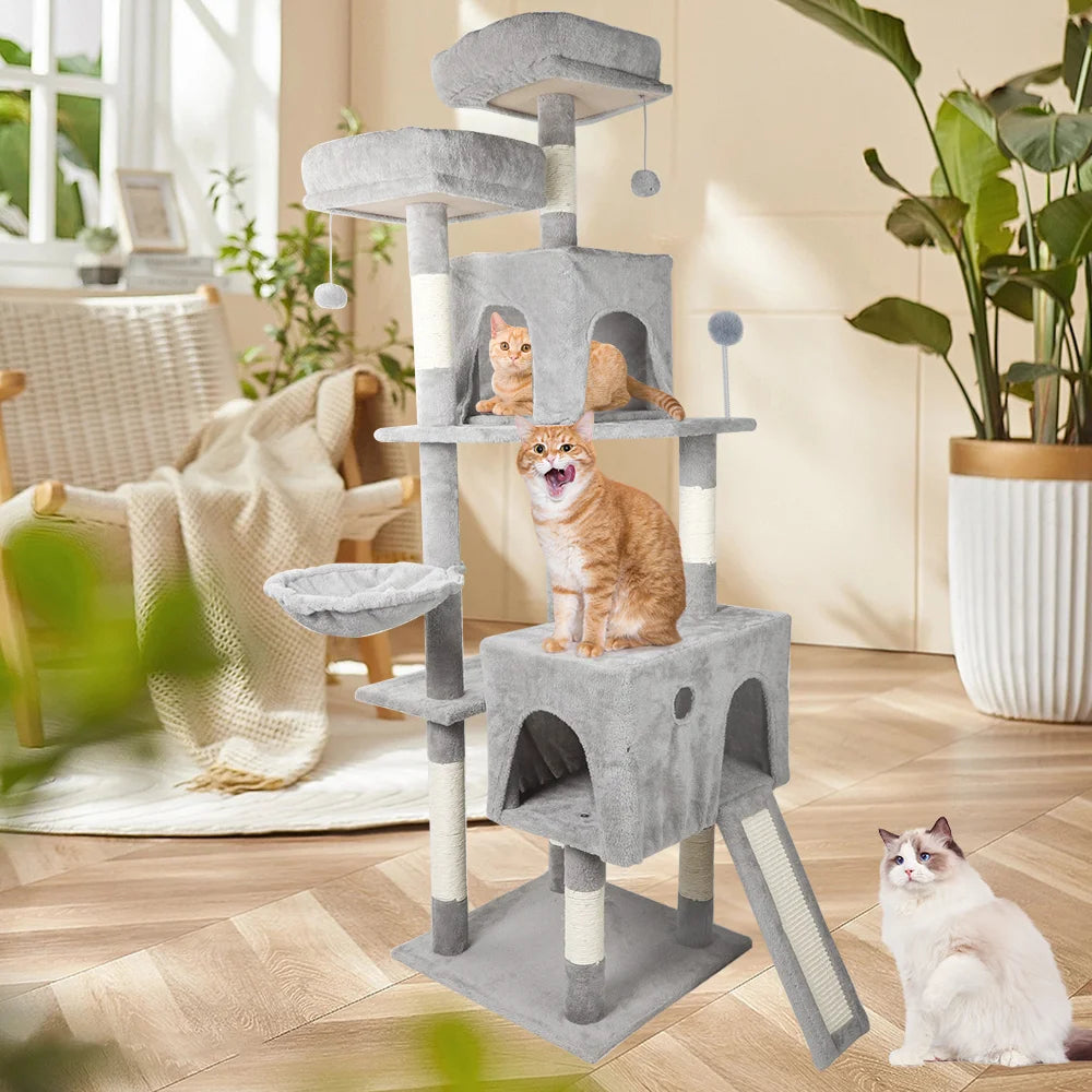 Cat Tree with Toy Cat Tower Condo for Indoor Cats Cat Tree House with Sisal Scratching Posts Plush Perch Cozy Hammock