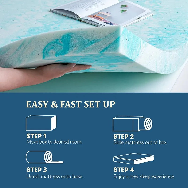 EGO Topper 2 Inch Twin Memory Foam Mattress Topper, Gel Foam Mattress Topper for Pressure Relief