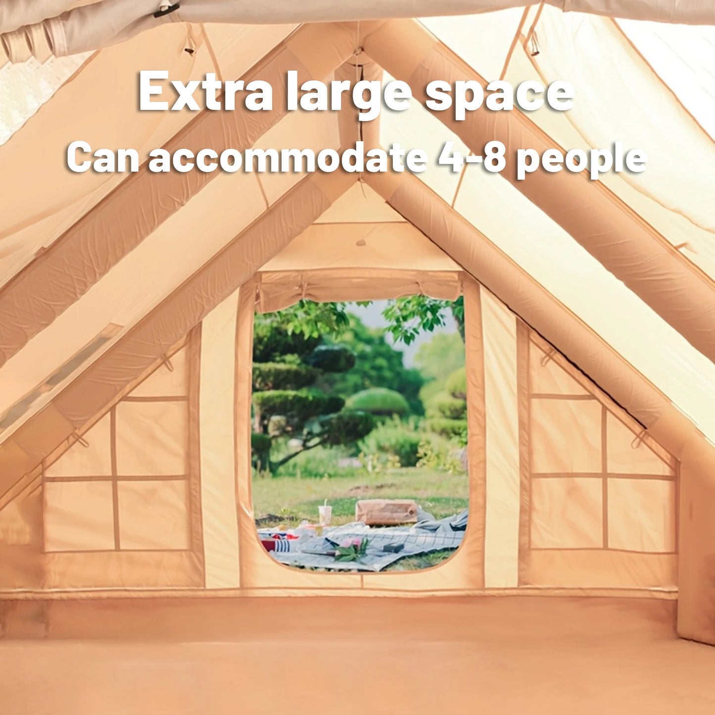 Inflatable camping tent 4-8 people with windows portable water-resistant camping tent  Four season tents