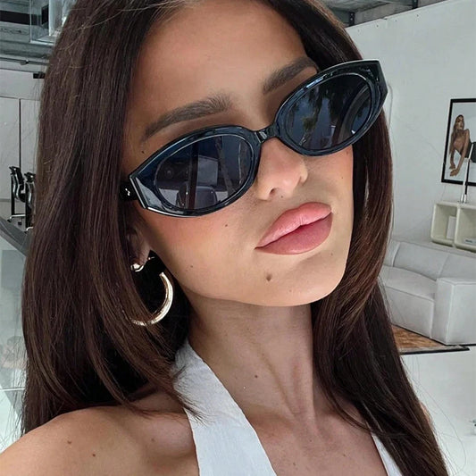 Vintage Cat Eye Sunglasses Woman Retro Shades Black Sun Glasses Female Fashion Small Frame Mirror Square Oculos De Sol