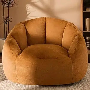 Giant Bean Bag Chair for Adults - Comfy Plush Round Shell Soft Accent Chair, Oversized Cozy Lounge Floor Sofa Reading Chair, Min
