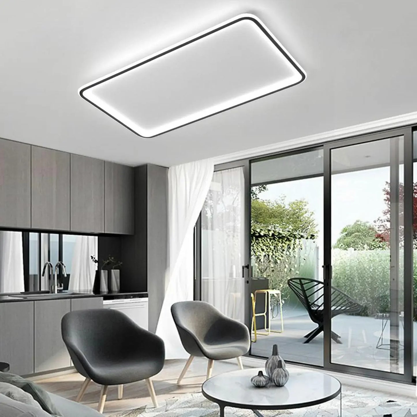 Modern Dimmable LED Strips Ceiling Light Chandelier Lamp Flush Mount w/ Remote Control Pendent Light Lamp