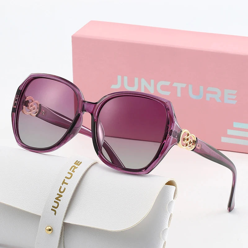 JUNCTURE Polarized Women Sunglasses Fashion Cat Eye Sun Glasses Big Frame Purple Gradient Lady Glasses Sunglasses for Women