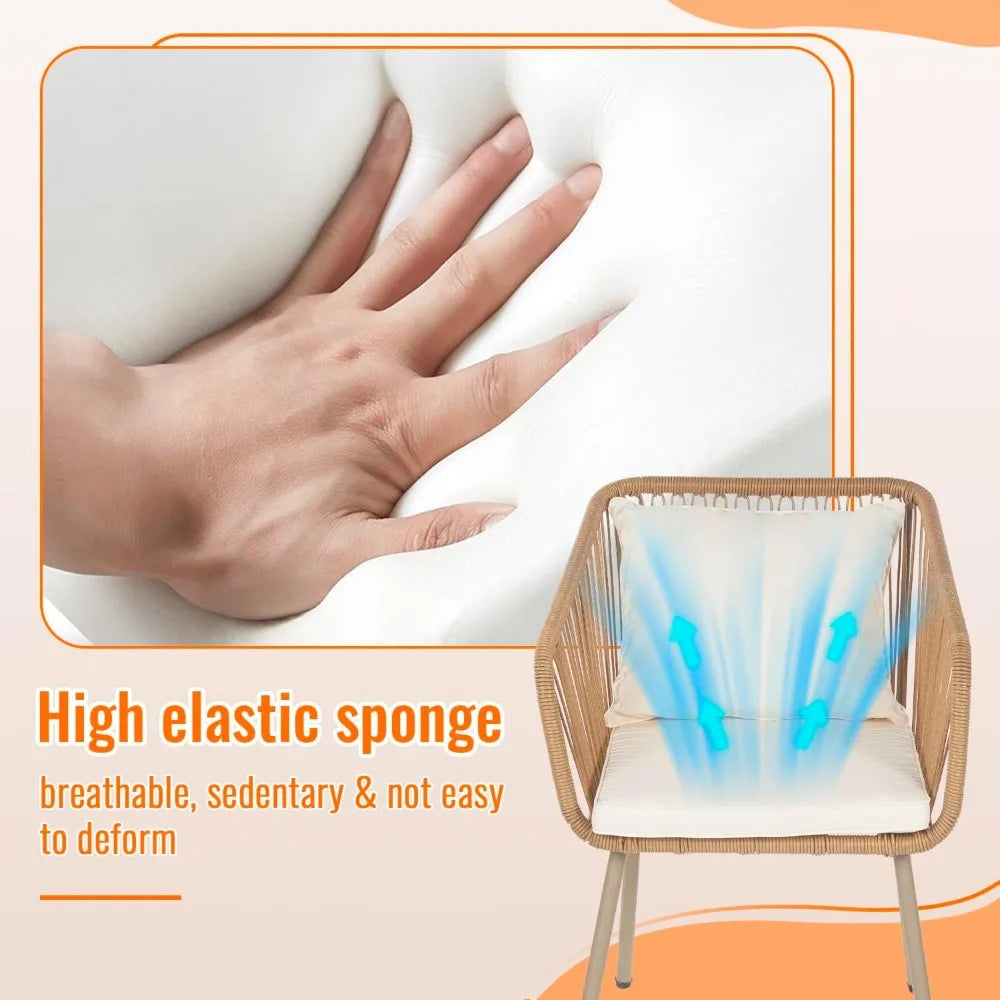 3-Piece Outdoor PE Rattan Bistro Furniture Set Patio Rattan Conversation Set Patio Furniture Set