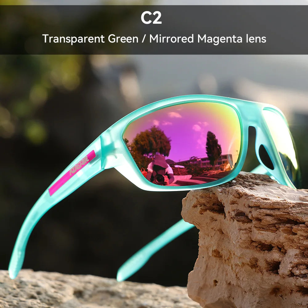 Kdeam 2025 Polarized Sunglasses for Men Women Fashion Unisex Brand TR90 Outdoor Eyewear For Fishing Driving Mirror Black lens